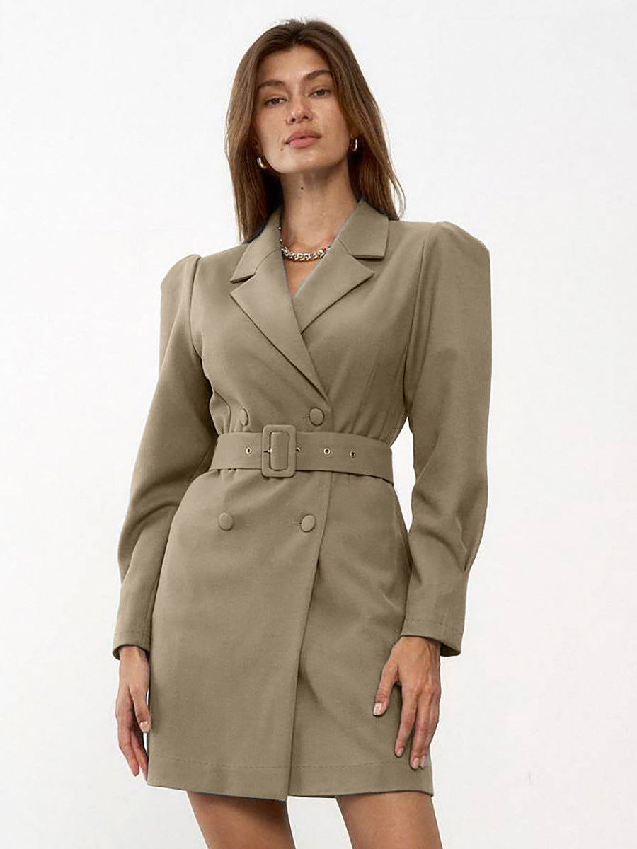 Belted Puff-Sleeve Blazer Dress – Tailored Power Chic