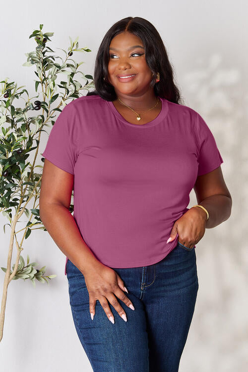 Classic Everyday Side-Slit Crewneck Tee – Soft & Breathable Comfort