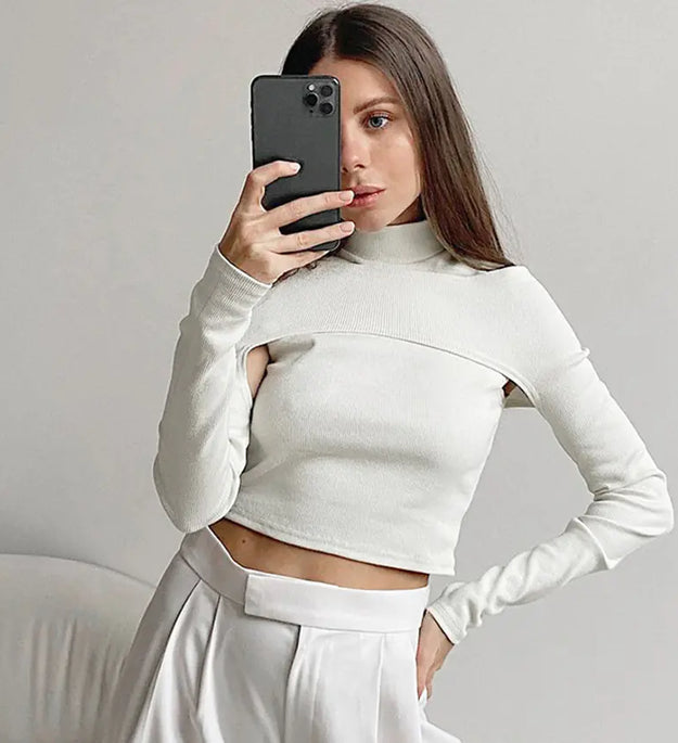 Strapless Solid Color Sexy T-shirt for Women