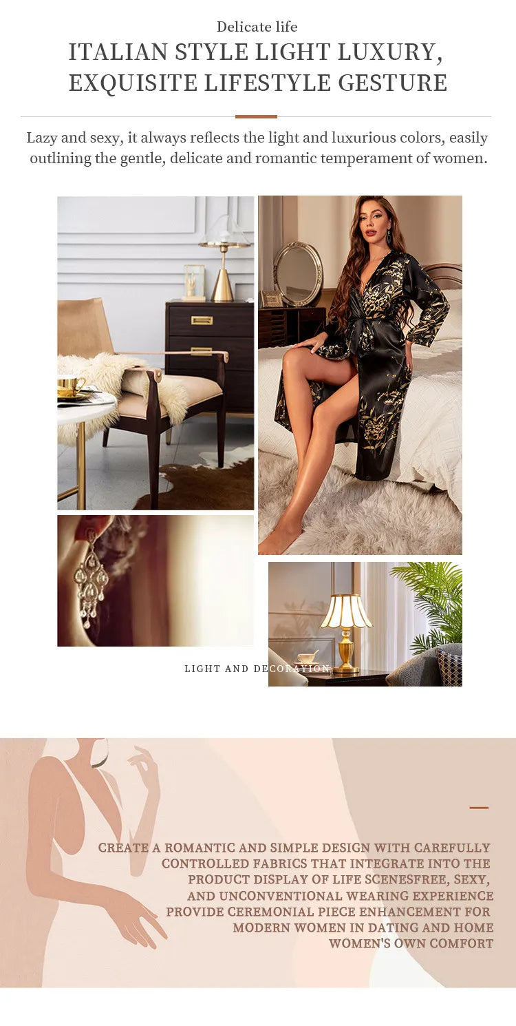 Simple Ice Silk Cardigan Pajamas