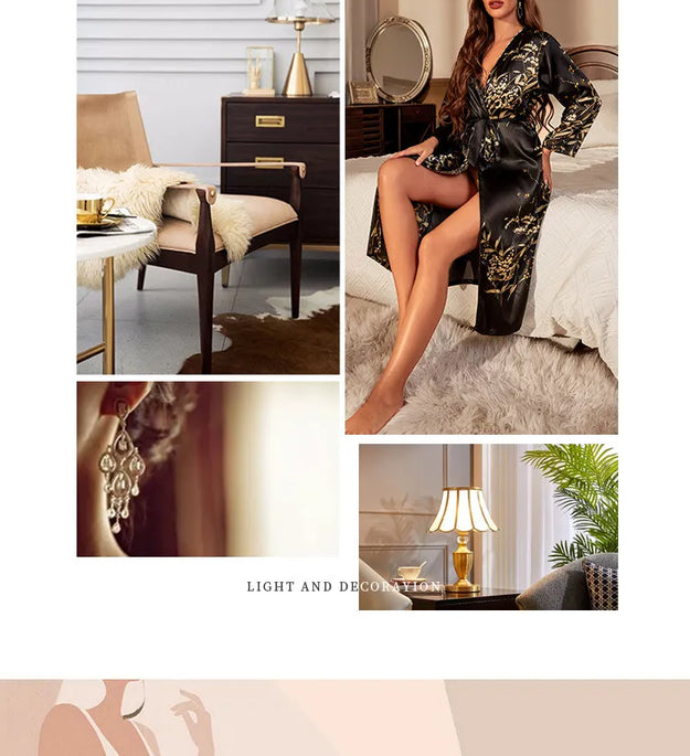 Simple Ice Silk Cardigan Pajamas