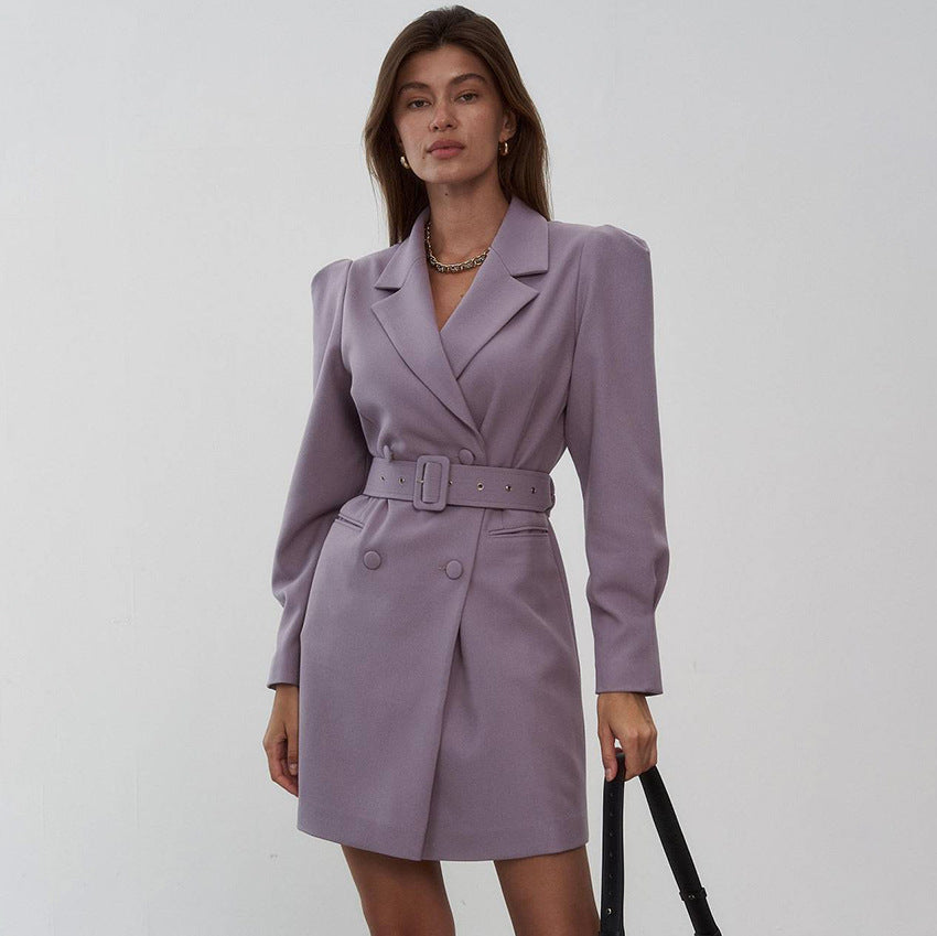 Belted Puff-Sleeve Blazer Dress – Tailored Power Chic