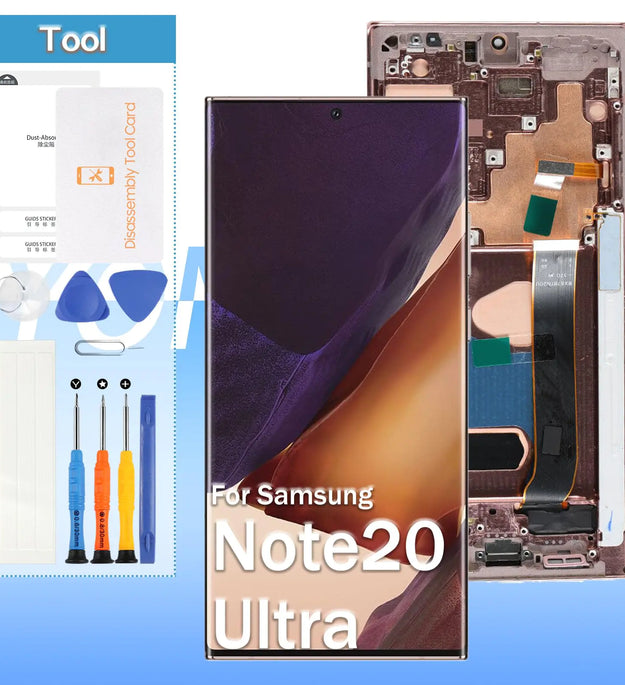 OLED Screen Replacement for Samsung Galaxy Note20 Ultra 4G/5G SM-N985 SM-N986 6.9“ LCD Display Touch Digitizer Glass Assembly - Black with Frame(Not Original)