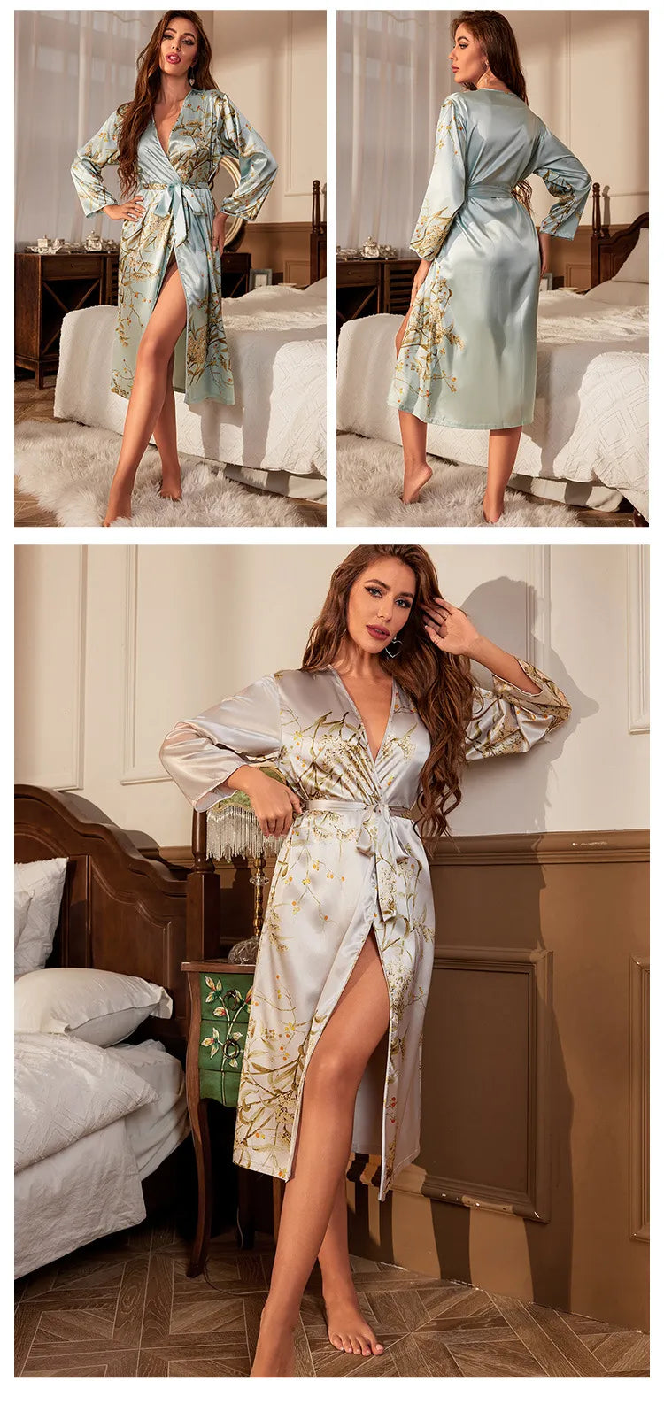 Simple Ice Silk Cardigan Pajamas