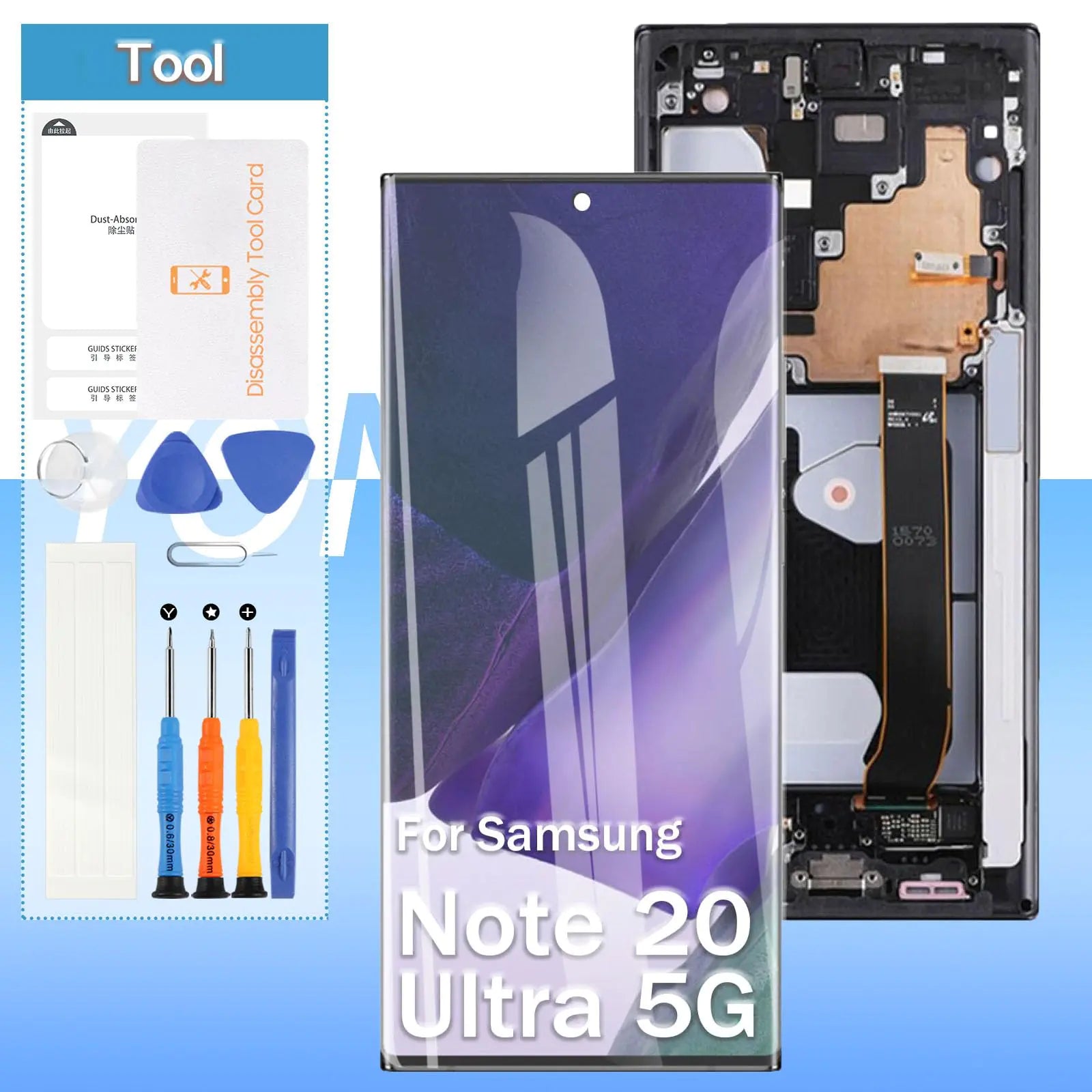 OLED Screen Replacement for Samsung Galaxy Note20 Ultra 4G/5G SM-N985 SM-N986 6.9“ LCD Display Touch Digitizer Glass Assembly - Black with Frame(Not Original)
